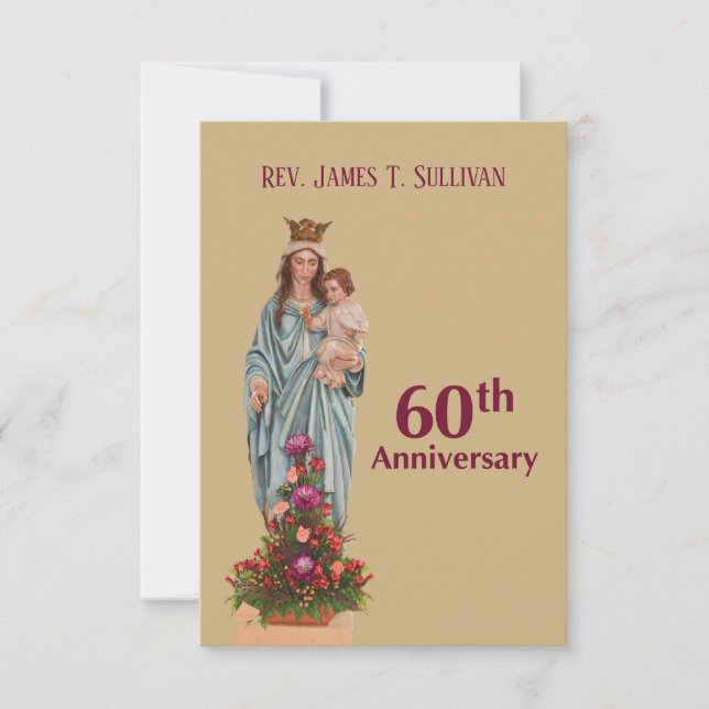 Prayer Card Name 60th Ordination Anniversary Mary (Front)