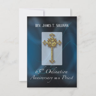 Prayer Card Name 65th Ordination Anniversary Blue