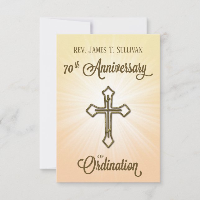 Prayer Card Name 70th Ordination Anniversary Cross (Front)