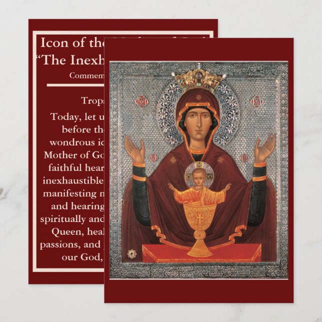 prayer card of Mother of God-Inexhaustible Chalice (Front/Back)