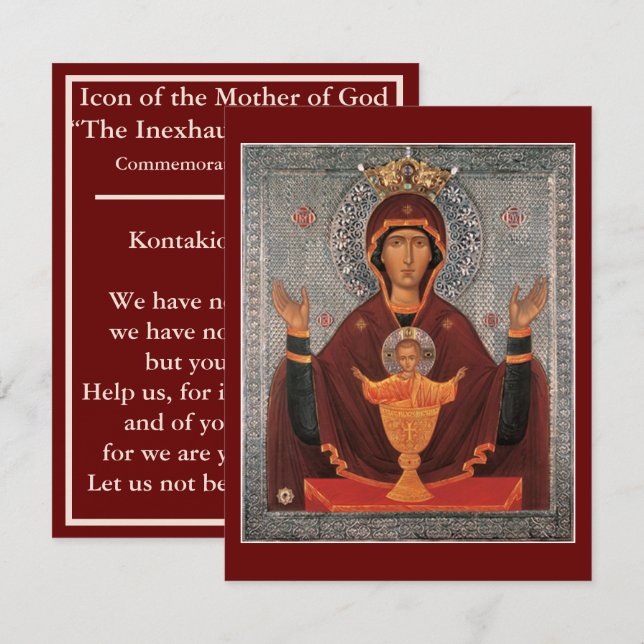 prayer card of Mother of God-Inexhaustible Chalice (Front/Back)