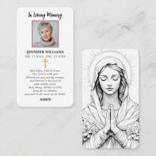 Prayer Card Virgin Mary Praying Catholic Art