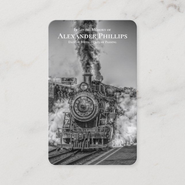 Prayer Cards | B&W Steam Train Deluxe (Front)