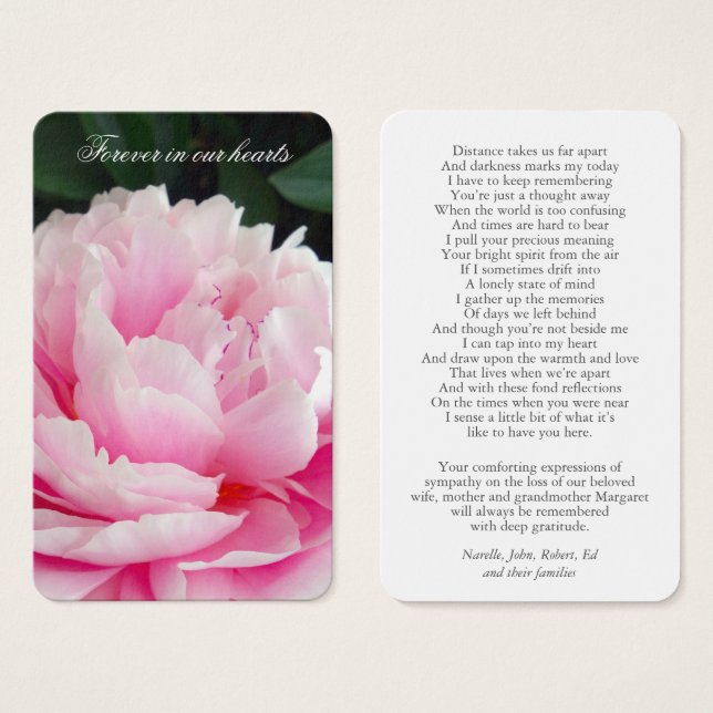 Prayer Cards | Beautiful Pink Peony (Front & Back)