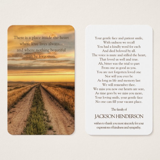 Prayer Cards | Country Sunset (Front & Back)