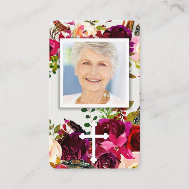 Prayer Cards | Floral Bordo & Cross (Front)