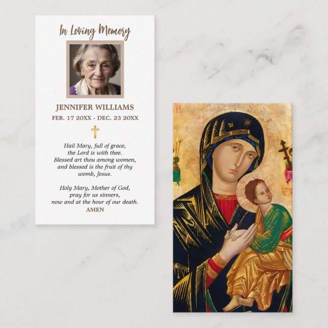 Prayer Cards Our Lady of Perpetual Help Holy Icon (Front/Back)