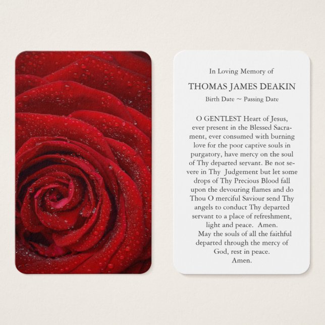 Prayer Cards | Red Rose (Front & Back)