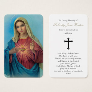 Prayer Cards Sacred Heart Mary 3