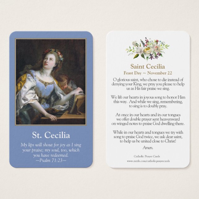 Prayer Cards | Saint Cecilia 1 (Front & Back)