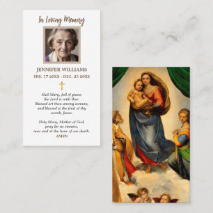 Prayer Cards Sistine Madonna with Angels Raphael