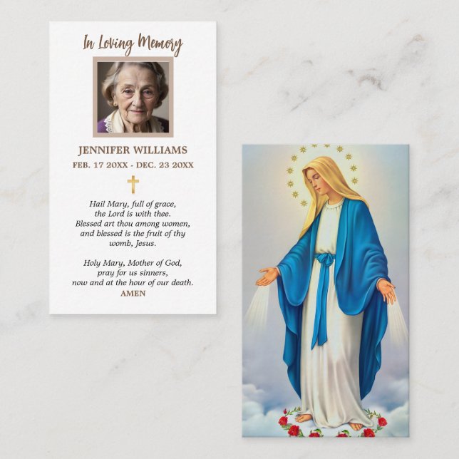 Prayer Cards Virgin Mary Immaculate Conception (Front/Back)