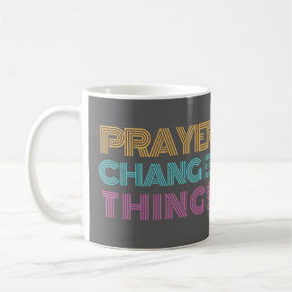 Prayer Changes Things Retro Colourful Christian Coffee Mug
