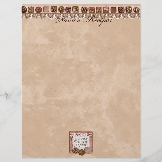 Prayer & Chocolate Woman's Recipe Pages for Binder (Front)