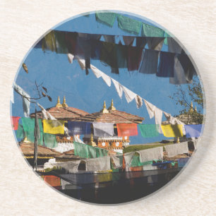 Prayer flags and chortens coaster