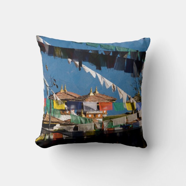 Prayer flags and chortens cushion (Front)