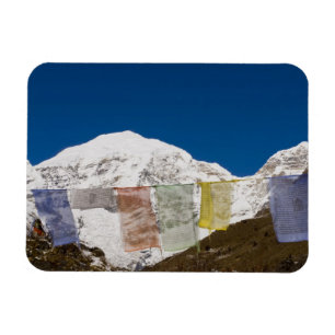 Prayer flags and Mount Jhomolhari, Bhutan. Magnet
