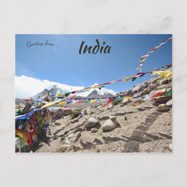 Prayer Flags at Lake Gurudongmar Sikkim India Postcard (Front)