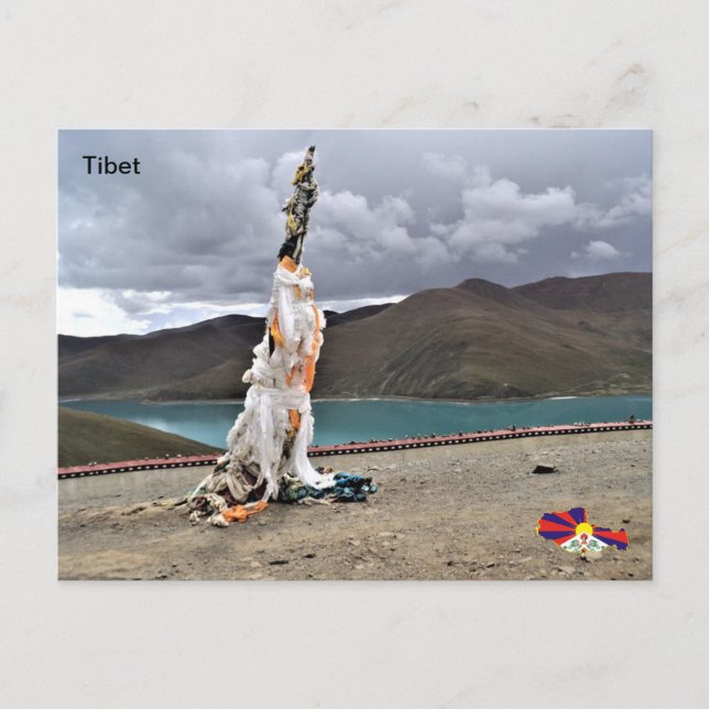 Prayer Flags by Lake Yamdrok, Tibet, China Postcard (Front)