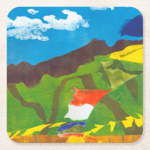 Prayer Flags II Square Paper Coaster