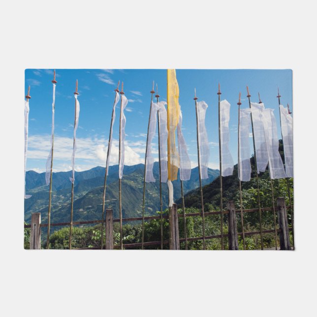 Prayer Flags in  Bhutan eastern mountains Doormat (Front)