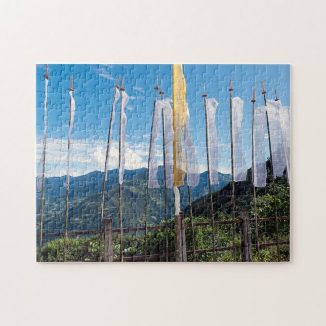 Prayer Flags in  Bhutan eastern mountains Jigsaw Puzzle (Horizontal)