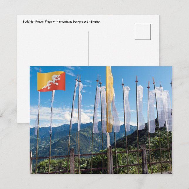 Prayer Flags in  Bhutan eastern mountains Postcard (Front/Back)