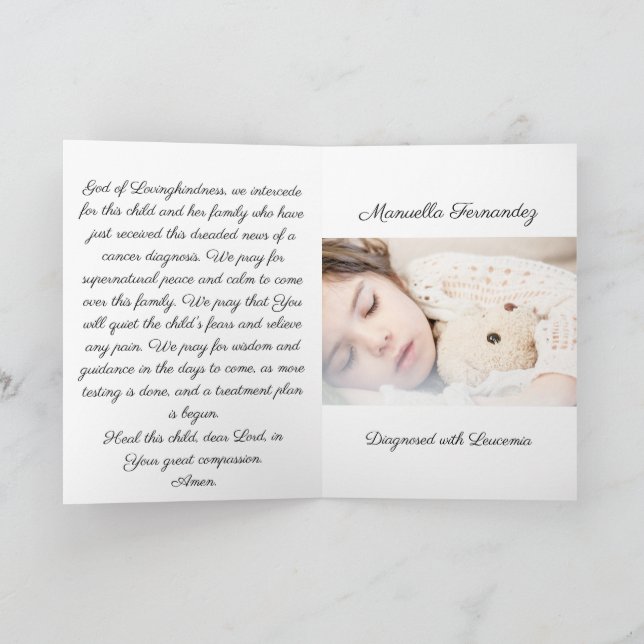 Prayer for Child Diagnosed with Cancer - Folded Card (Inside)