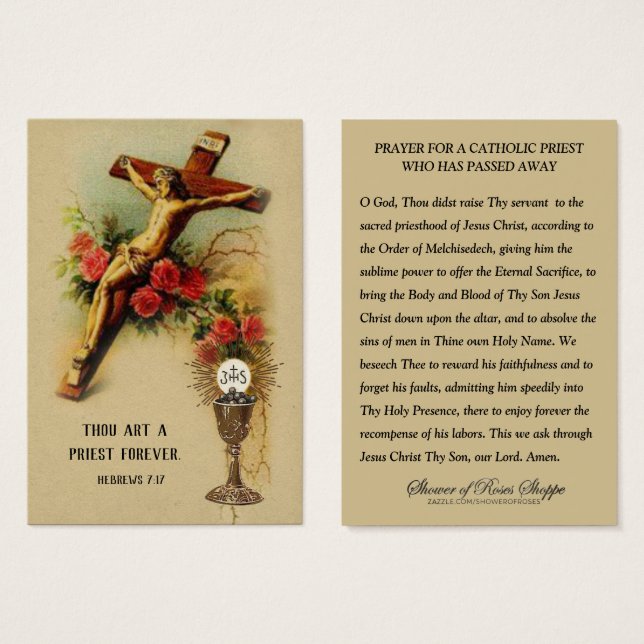 Prayer for Deceased Catholic Priest Funeral (Front & Back)
