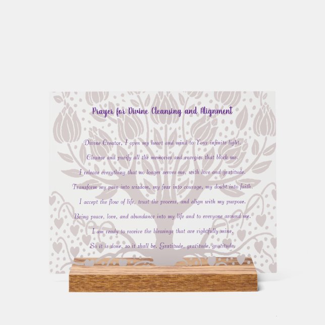 Prayer for Divine Cleansing and Alignment Acrylic Sign (Front)