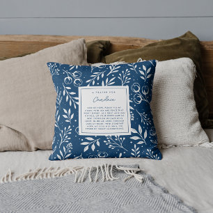 Prayer for Joy Peace Gift Scripture Blue Floral Cushion