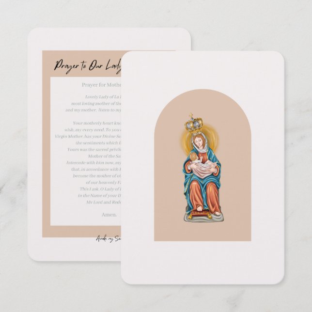 Prayer for Motherhood  - Our Lady of Le Leche Thank You Card (Front/Back)