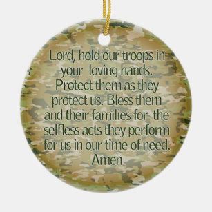 PRAYER FOR OUR SOLDIERS - US MILITARY CERAMIC TREE DECORATION
