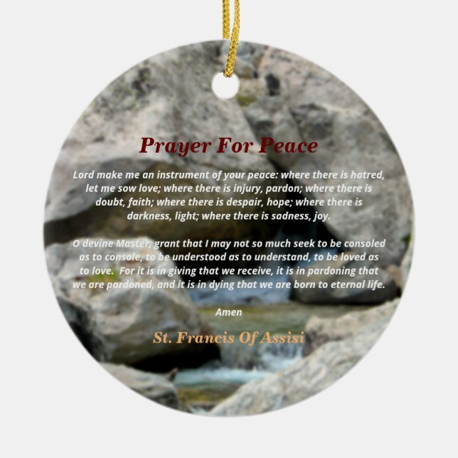 Prayer For Peace Ceramic Tree Decoration (Front)