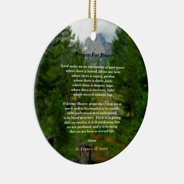 Prayer For Peace Ceramic Tree Decoration (Right)