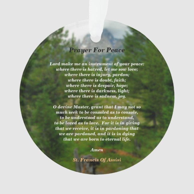 Prayer For Peace Ornament (Front)
