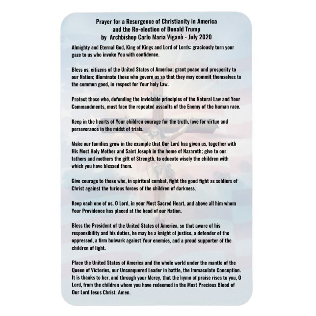 Prayer for President Trump and the USA -Vigano Magnet (Vertical)