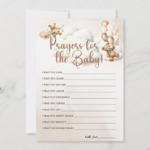 PRAYER FOR THE BABY, Baby Shower Game Cute Bear Invitation