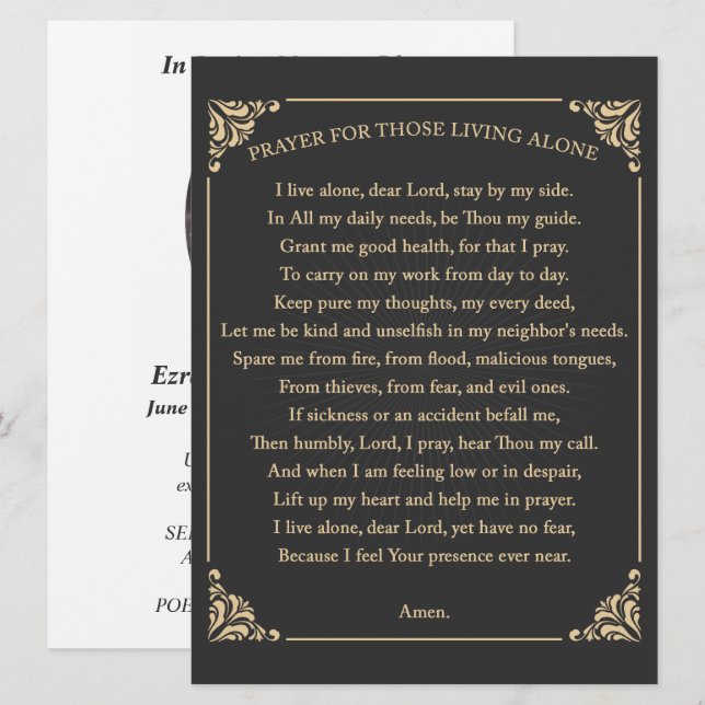prayer for those living alone invitation (Front/Back)