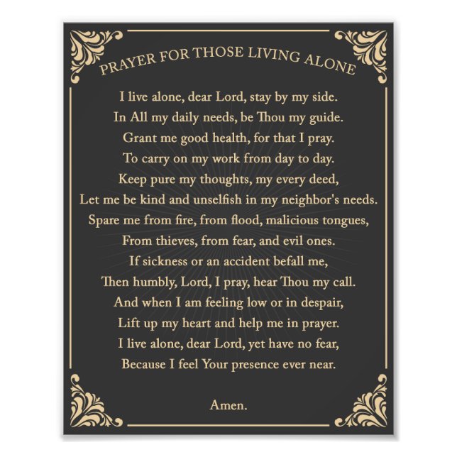 prayer for those living alone photo print (Front)