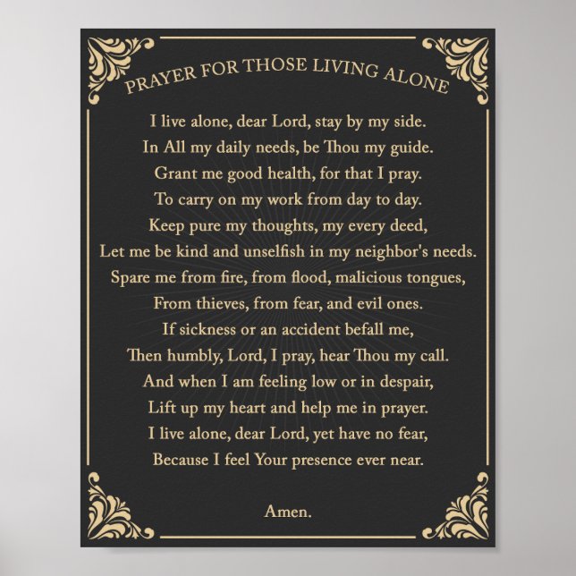prayer for those living alone poster (Front)