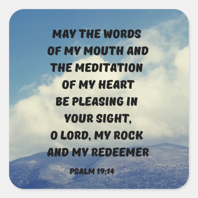 Prayer For Understanding Psalm 19:14 Bible Verse Square Sticker (Front)