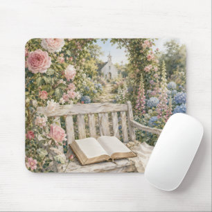 Prayer Garden Bench Chapel Watercolor Mouse Mat