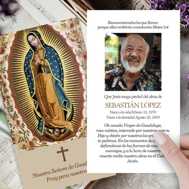 Prayer Guadalupe Funeral Prayer Sympathy Cards (catholic, religious, celebration of life, in loving memory of, prayer cards for bereavement )