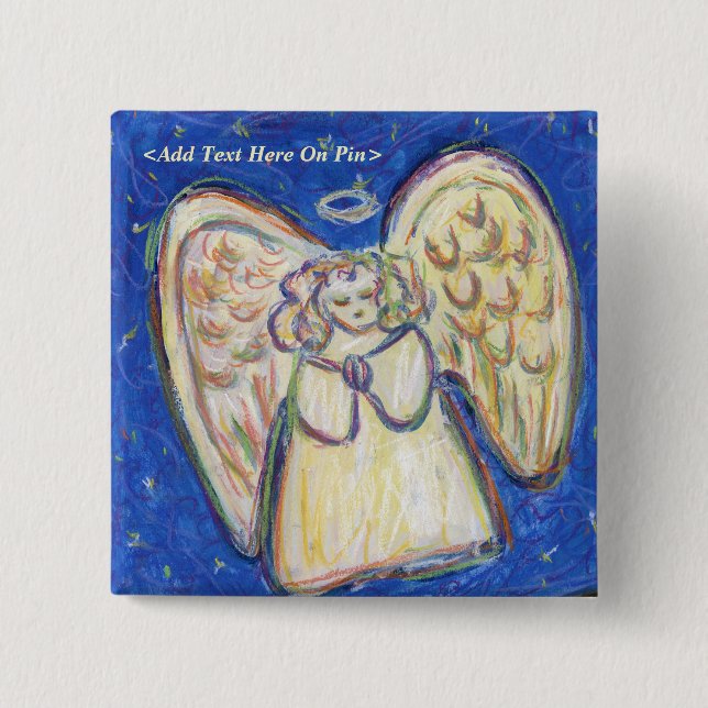 Prayer Guardian Angel Pastel Custom Button Message (Front)