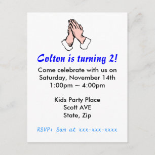 Prayer Hands Birthday Party Invitation