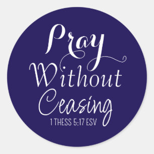 Prayer Holy Bible Verse Blue and White Classic Round Sticker