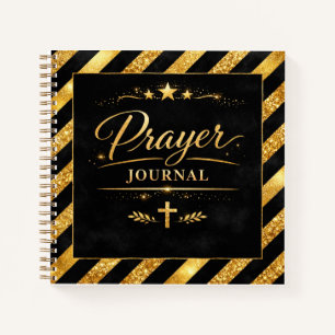 Prayer Journal, Gold Black Luxury Modern Luxe  Notebook