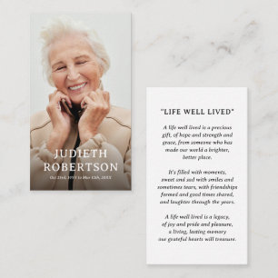 Prayer Memorial Sympathy Simple Photo Calling Card