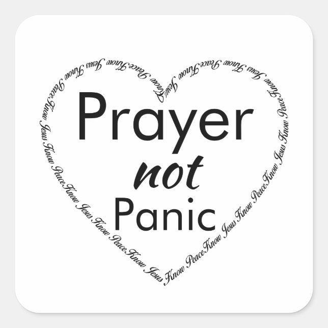 Prayer not Panic Inspiring Quote Square Sticker (Front)